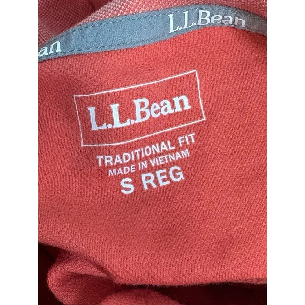 L.‎ L. Bean Mens Comfort Stretch Piqué Hoodie in Wild Salmon Size Small Hiking